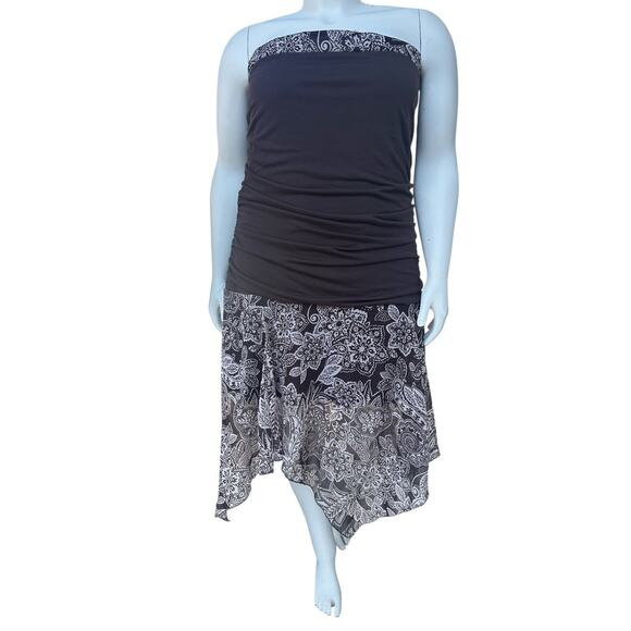 Vtg Erica Brooke Strapless Dress Size 24 Brown Fairy 80s Whimsical Floral Boho - Picture 1 of 12